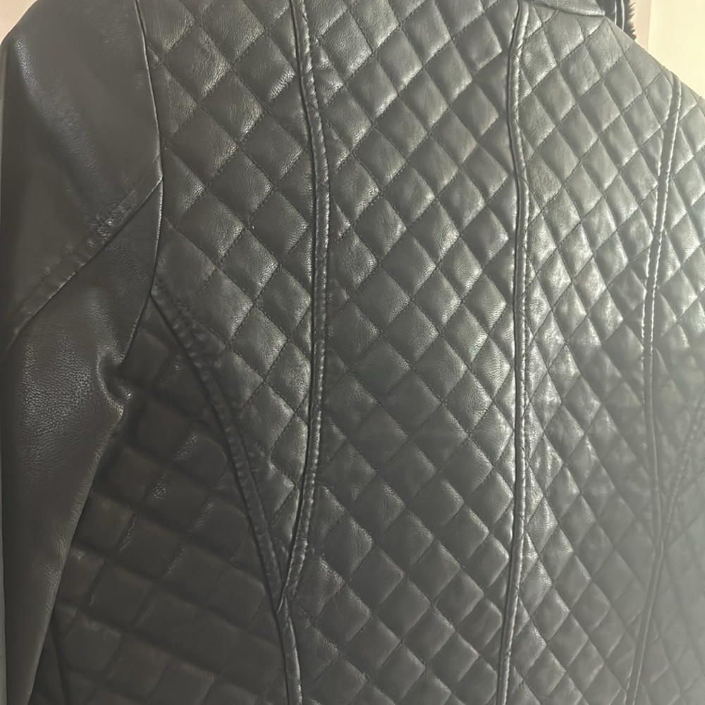 Marc New York Quilted Faux Leather Moto Jacket Faux Fur Collar S NWT - Picture 10 of 11